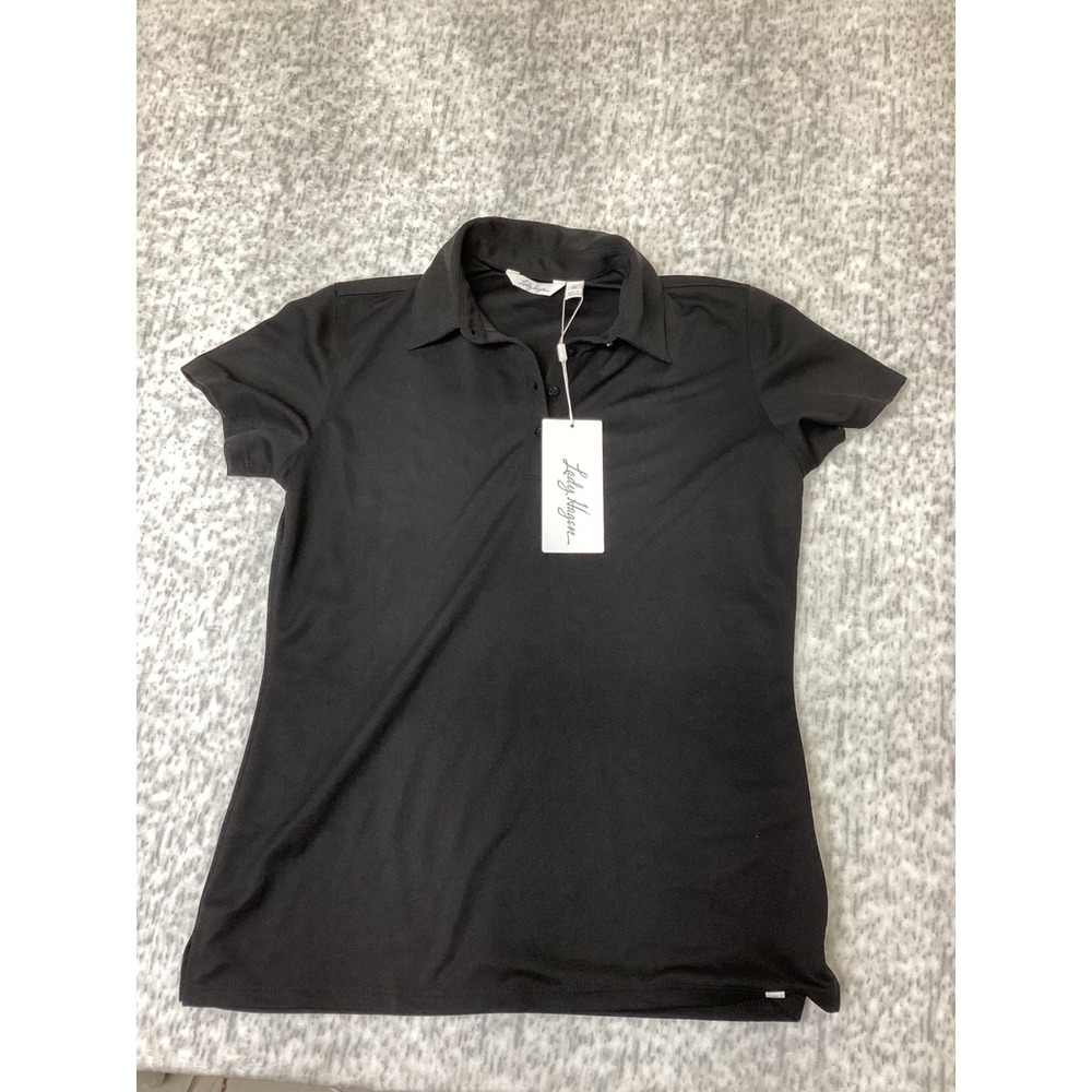 Lady Hagen Womens Pique Short Sleeve Polo Shirt Black Small WGH11401 NWT